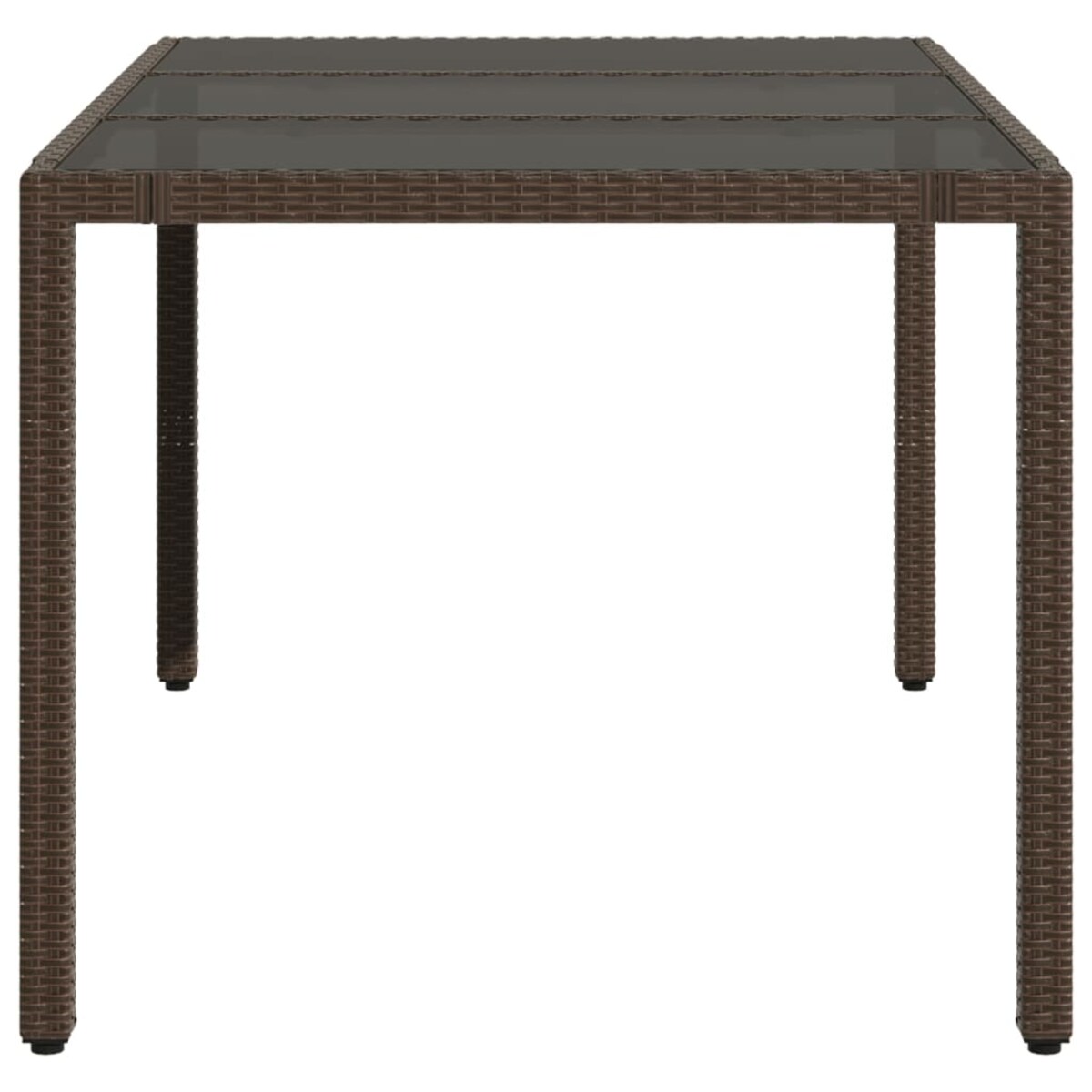 vidaXL Stół ogrodowy ze szklanym blatem, brąz, 150x90x75cm, polirattan