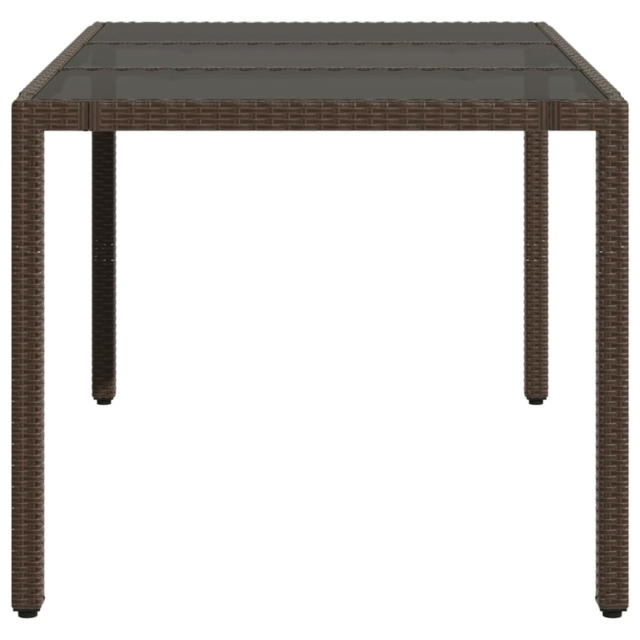 vidaXL Stół ogrodowy ze szklanym blatem, brąz, 150x90x75cm, polirattan