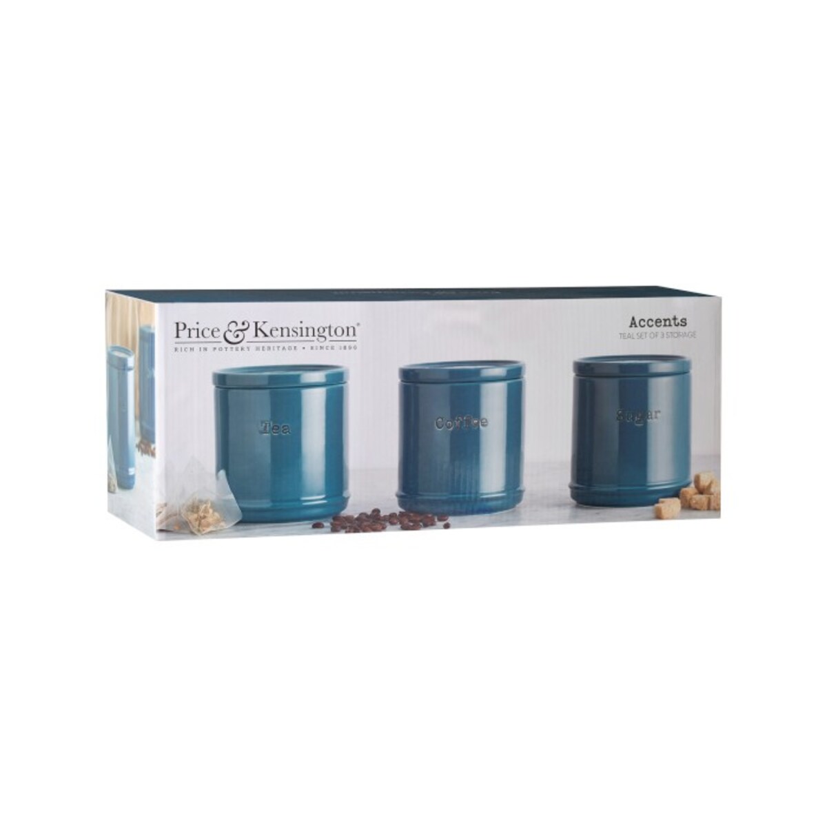 Zestaw 3 pojemników ceramicznych tealblue Accents, 750 ml, Price & Kensington
