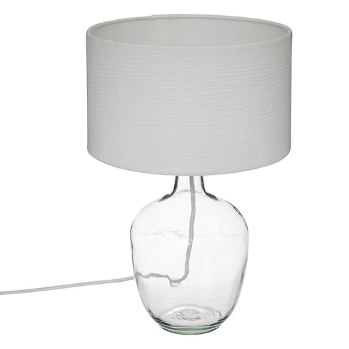 Lampa stołowa z podstawą z przezroczystego szkła, 43,5 cm