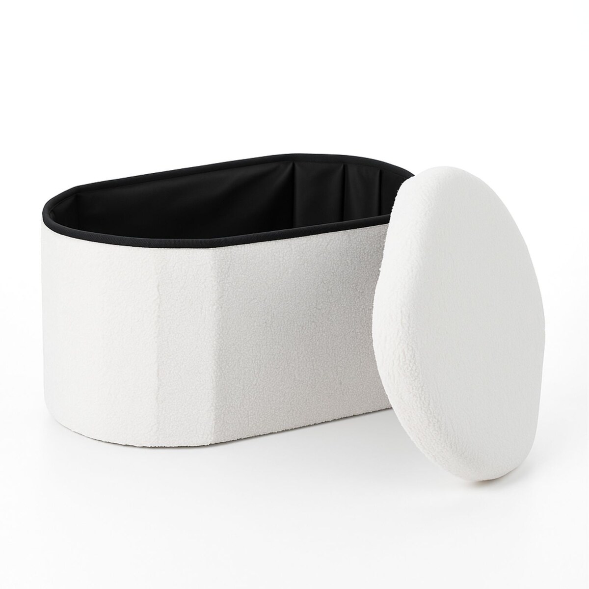 Podłużna pufa ze schowkiem boucle BINI, 71 x 39,5 x 39 cm