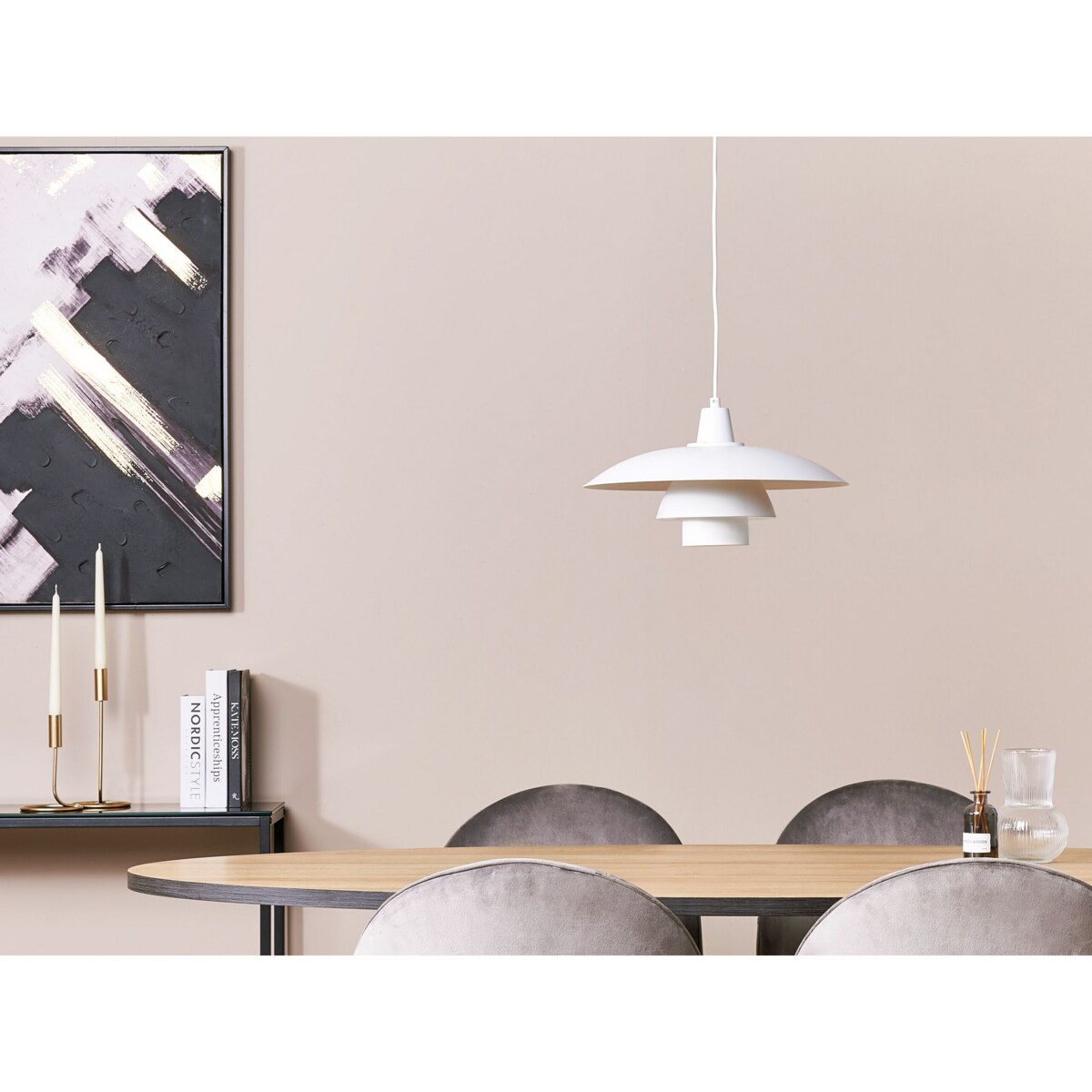 Lampa wisząca metalowa biała DEEL