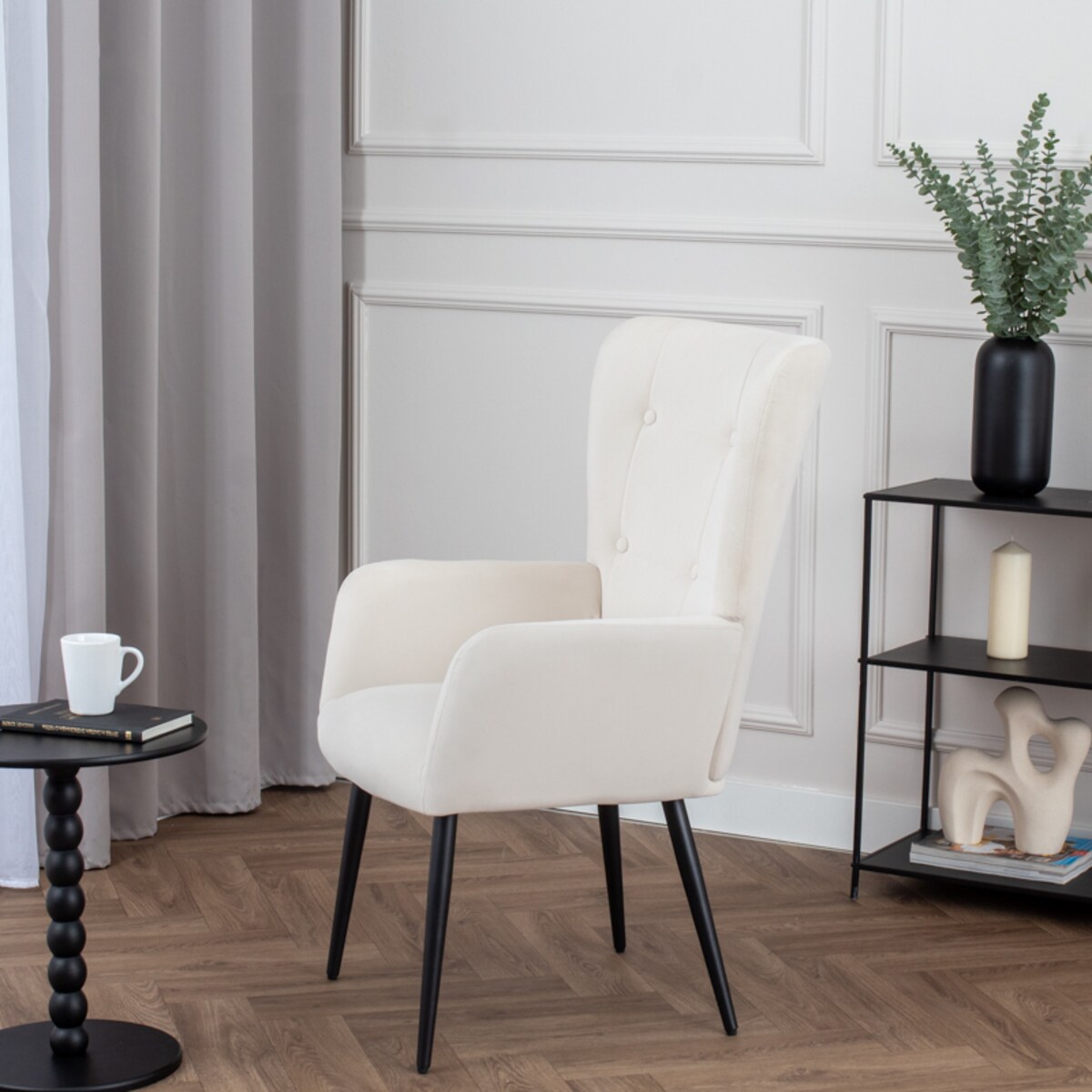 Foteldo salonu wypoczynkowy uszak beżowy welurowy wygodny tapicerowany