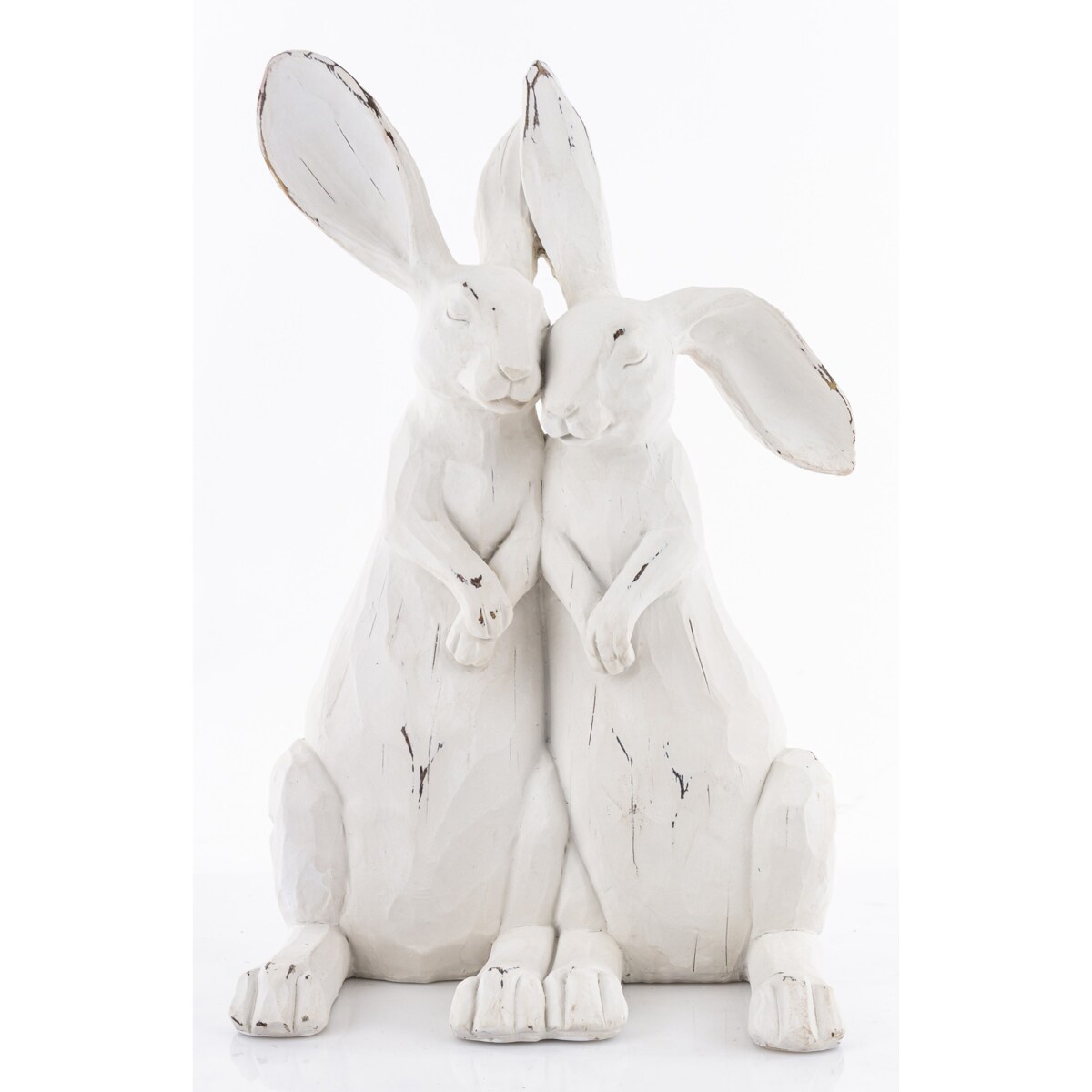 Dekoracja - figurka 2 białe ZAJĄCZKI-2 przytulone 32x20x17 cm