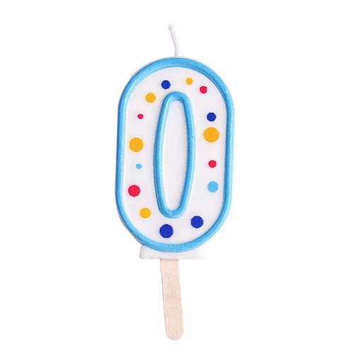PME Świeczka cyfra 0, niebieski