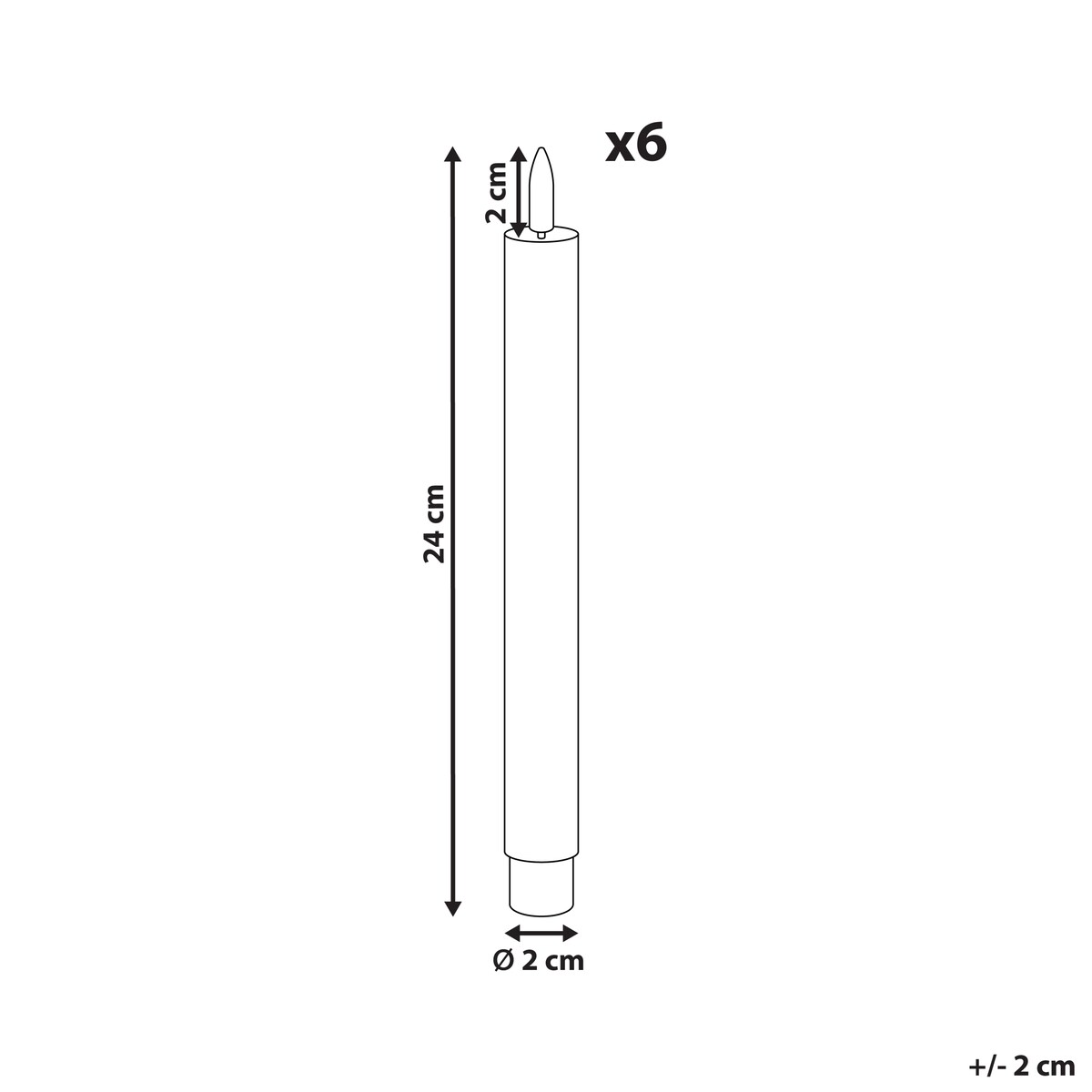 Zestaw 6 świec LED SAPHIR 24 cm Złamana biel