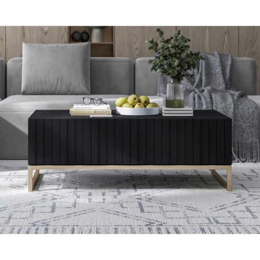 Nowoczesny Stolik kawowy Glamour prostokątny elegancka ława czarny Mat 110 cm