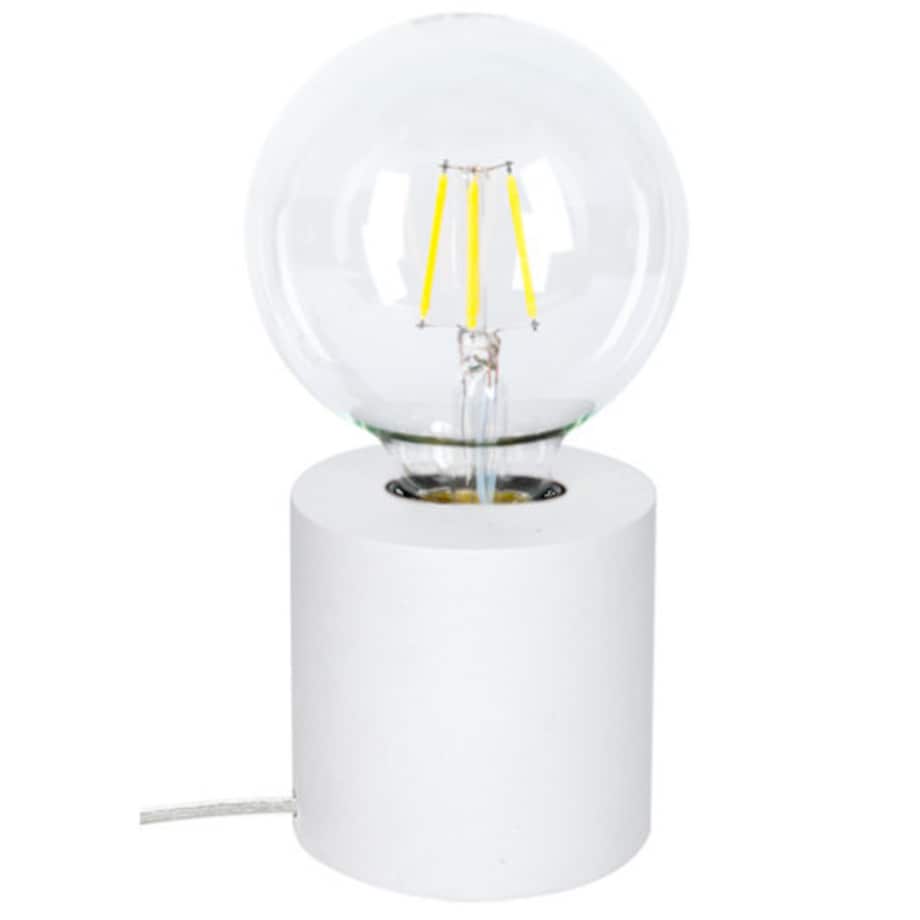 Stołowa LAMPA biurkowa MINNIE 7690102 Britop stojąca LAMPKA okrągła drewniana loft biała