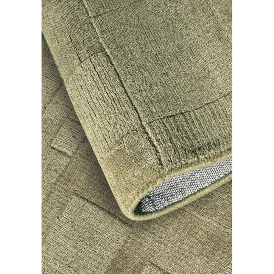 Chodnik wełniany do korytarza 80x250cm, zielony nowoczesny wzór 3D