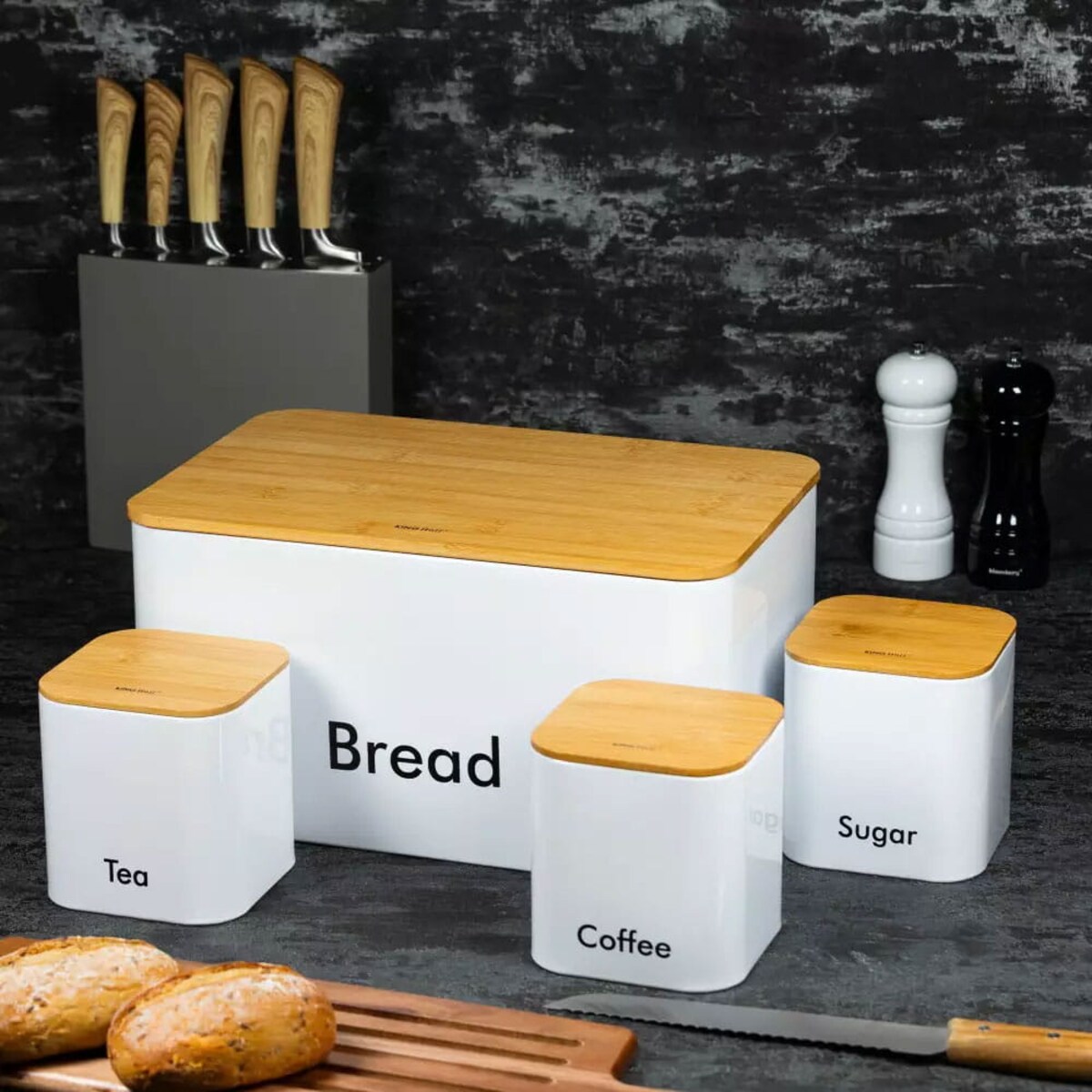 Chlebak w zestawie z 3 pojemnikami biały KINGHOFF
