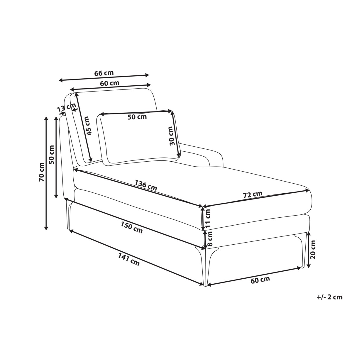 Szezlong boucle lewostronny piaskowy EWRON