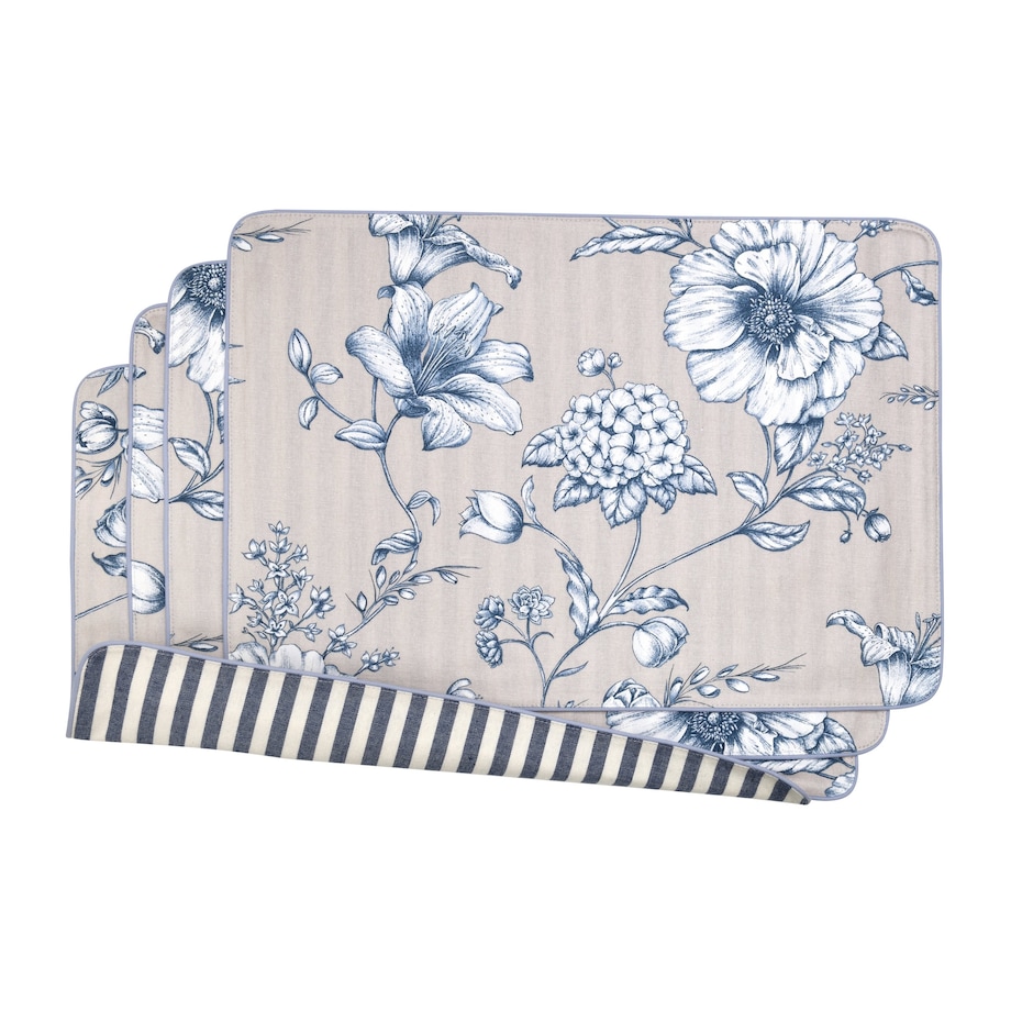 Podkładki dwustronne Blossom Blue & Stripes - 6 sztuk