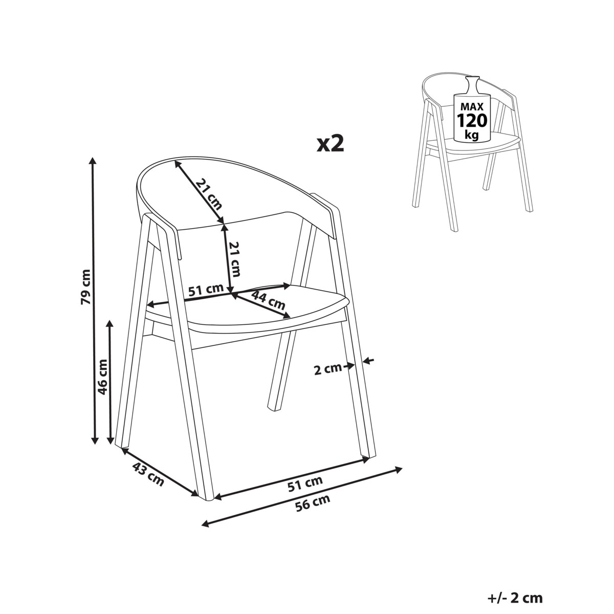 Zestaw 2 krzeseł do jadalni YUBA Drewno Ciemnozielony