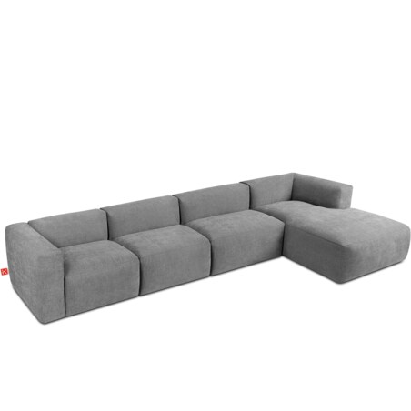 KONSIMO BUFFO Sofa narożna prawa 6-osobowa z wyjątkowo miękkim siedziskiem, kolor popielaty