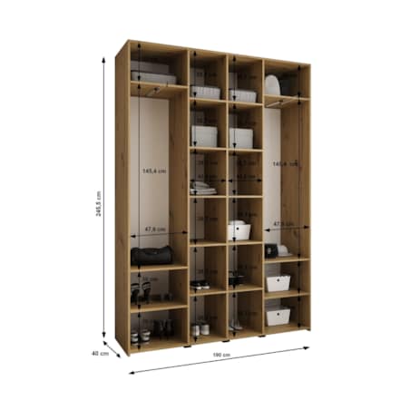 Szafa czterodrzwiowa Como 3 190 gł.40 biały+czarny