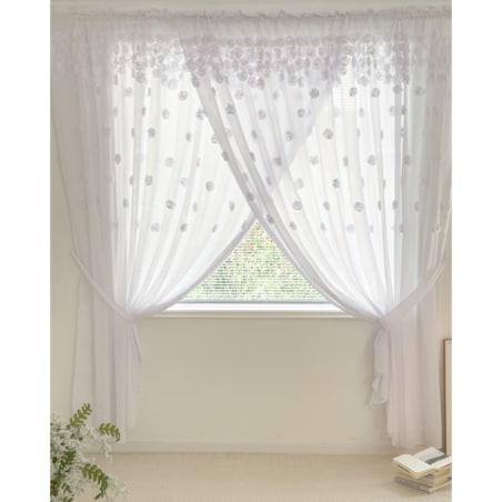 Firana zakładana z szyfonu "french roses" z wyszywanymi różami | taśma 400x250