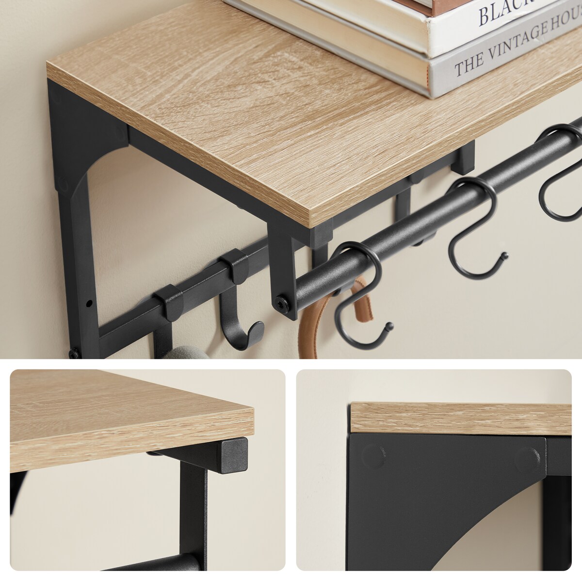 PÓŁKA WISZĄCA ŚCIENNA Z WIESZAKAMI - SONOMA