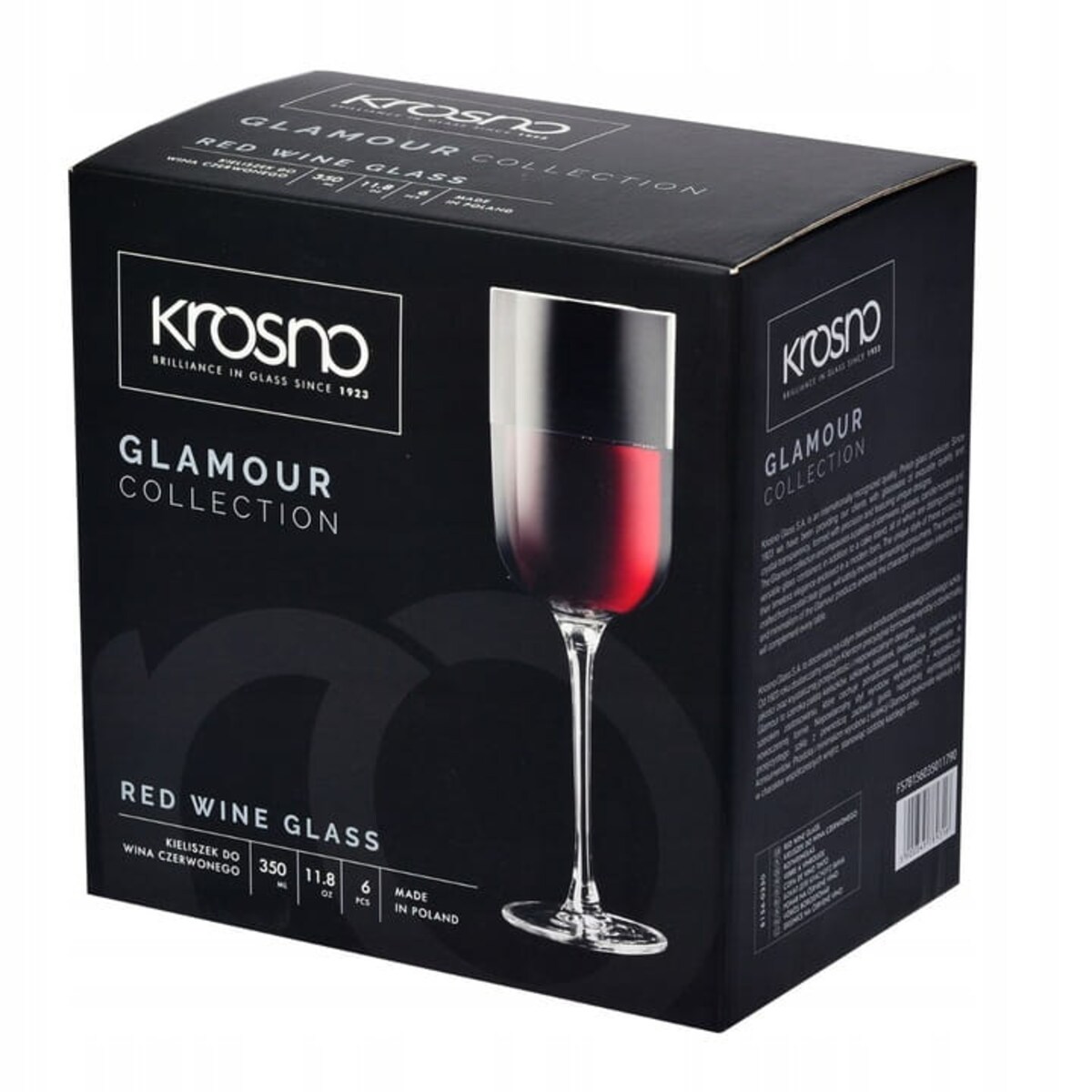 Kieliszki do Wina Wody Drinków Glamour Krosno Uniwersalne 6Sz 350 ml Zestaw