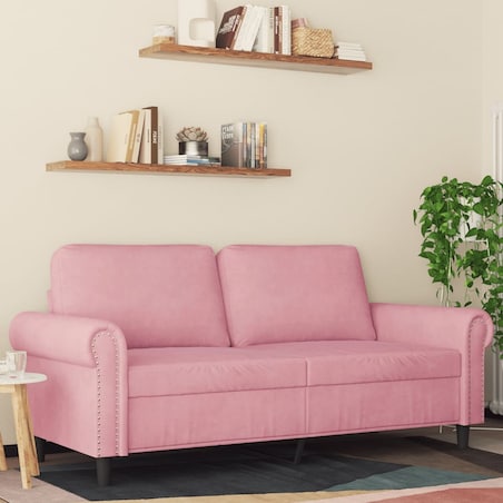 vidaXL Sofa 2-osobowa, różowy, 140 cm, tapicerowana aksamitem