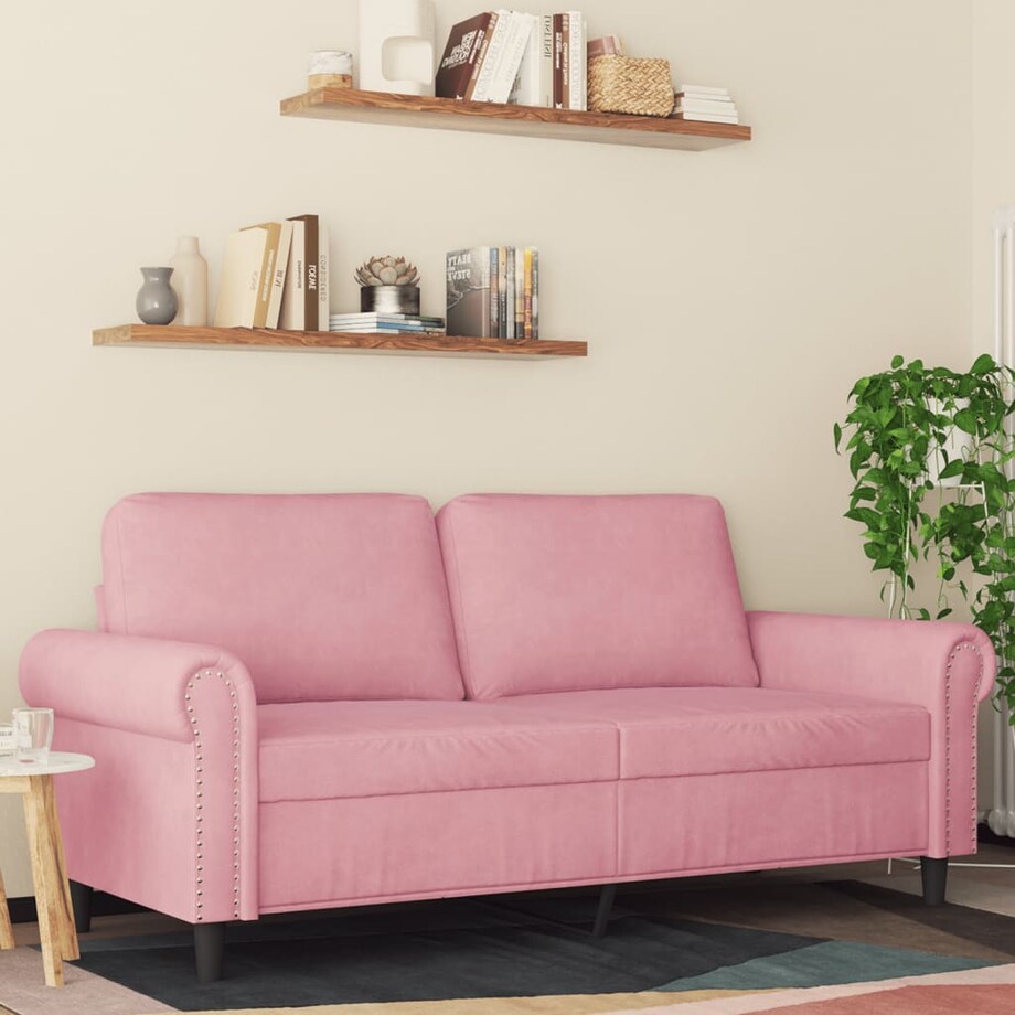 vidaXL Sofa 2-osobowa, różowy, 140 cm, tapicerowana aksamitem