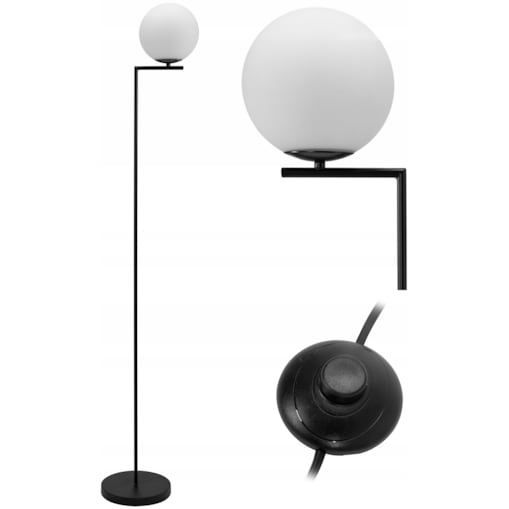 Lampa Stojąca Podłogowa Nowoczesna Czarna Glamour