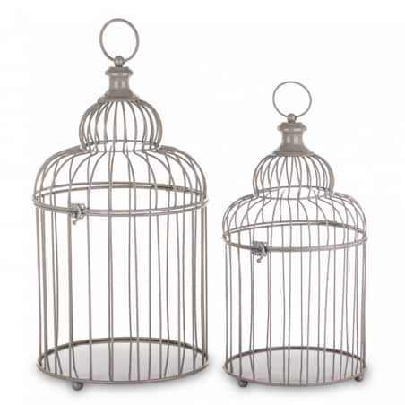 Klatka dekoracyjna metalowa kpl. 2 sztuki 60x28,5x28,5 i 50x23x23 cm srebrna