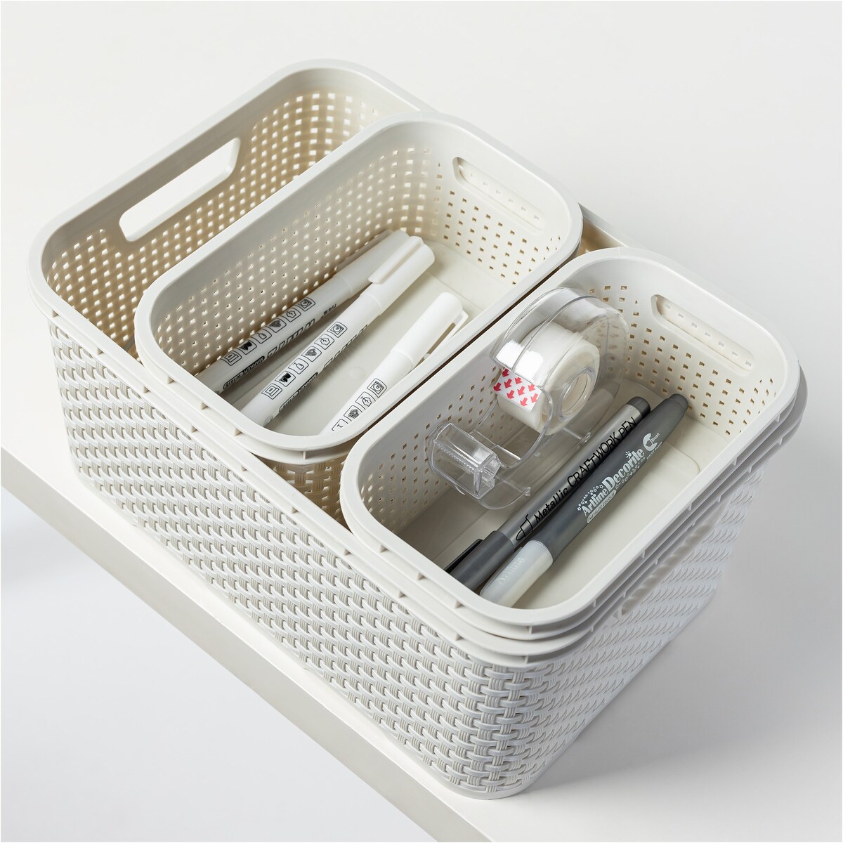 Koszyk Ratanowy Plastikowy 1 L Na Kosmetyki Do Łazienki Pudełko Pojemnik Rattanowy Biały
