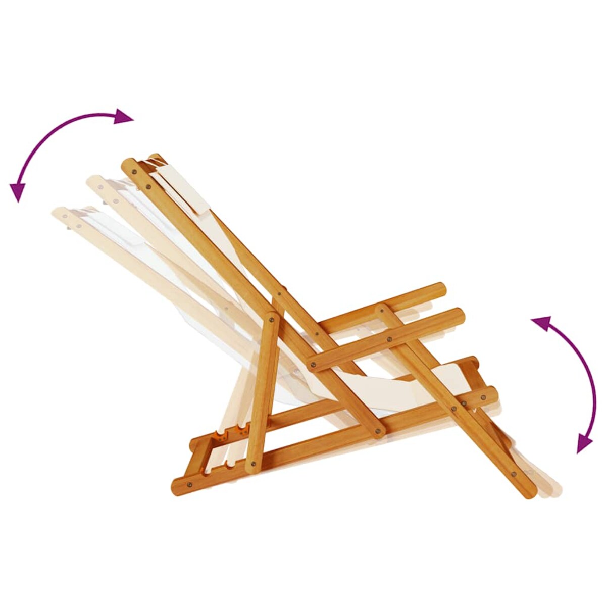 vidaXL Składany fotel plażowy z podłokietnikami, akacjowe i tekstylne