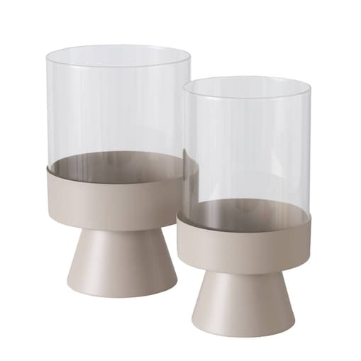 Świeczniki szklane Pallas, metalowa nóżka, 2 sztuki