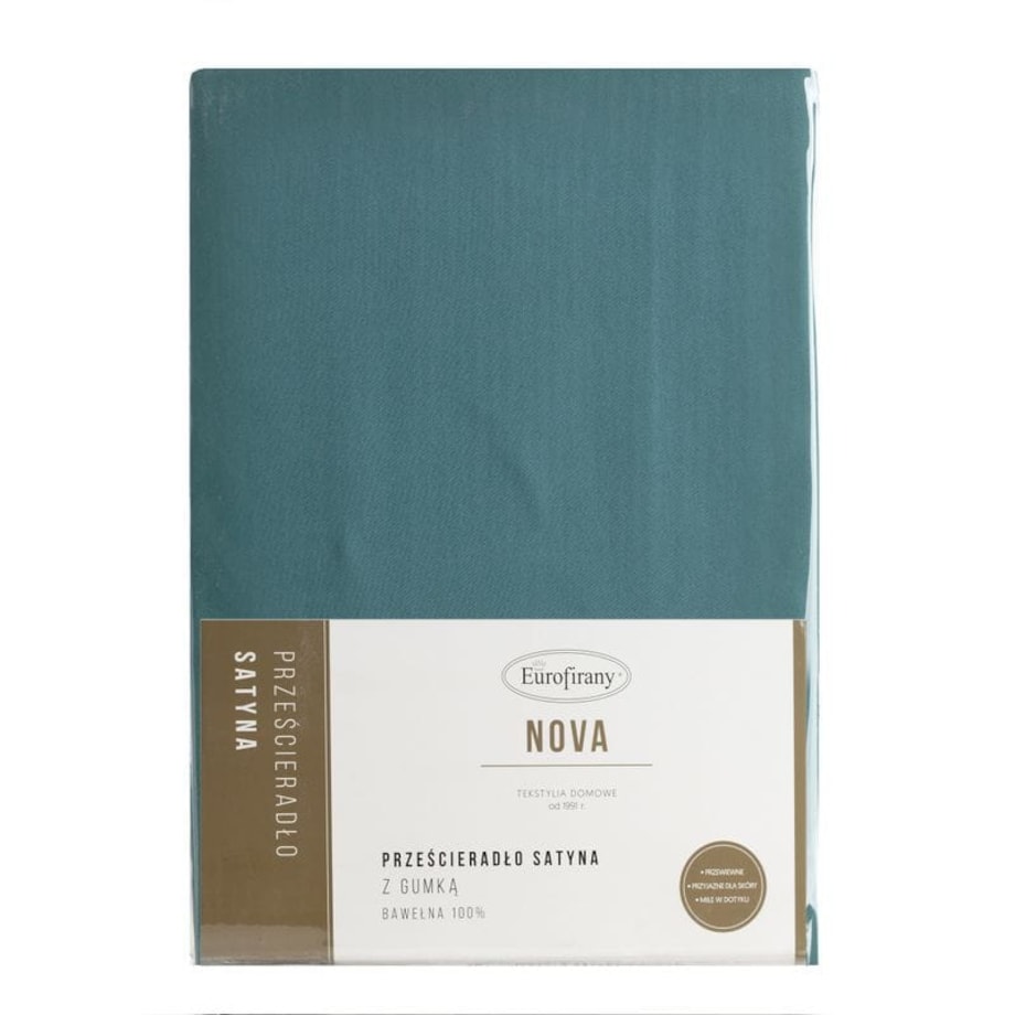 Prześcieradło Satynowe z Gumką 100 x 200 Turkusowe Ciemne na Wysoki materac