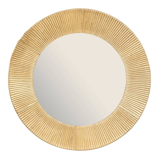Lustro okrągłe Milda w złotej, metalowej ramie, Ø 90 cm