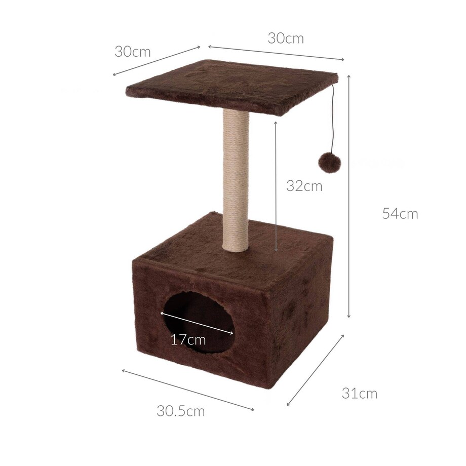 Domek dla kota z drapakiem i zabawką