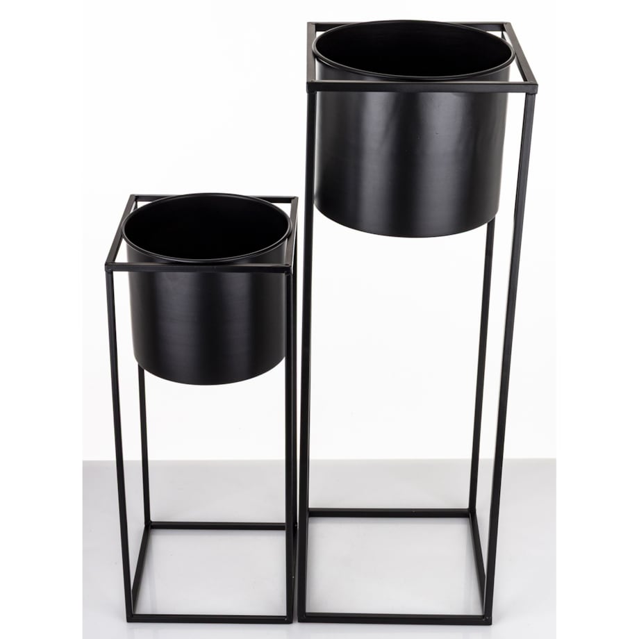 Kwietnik z osłonką 2 szt. 69xØ24 cm i 49xØ20,5 cm REED czarny