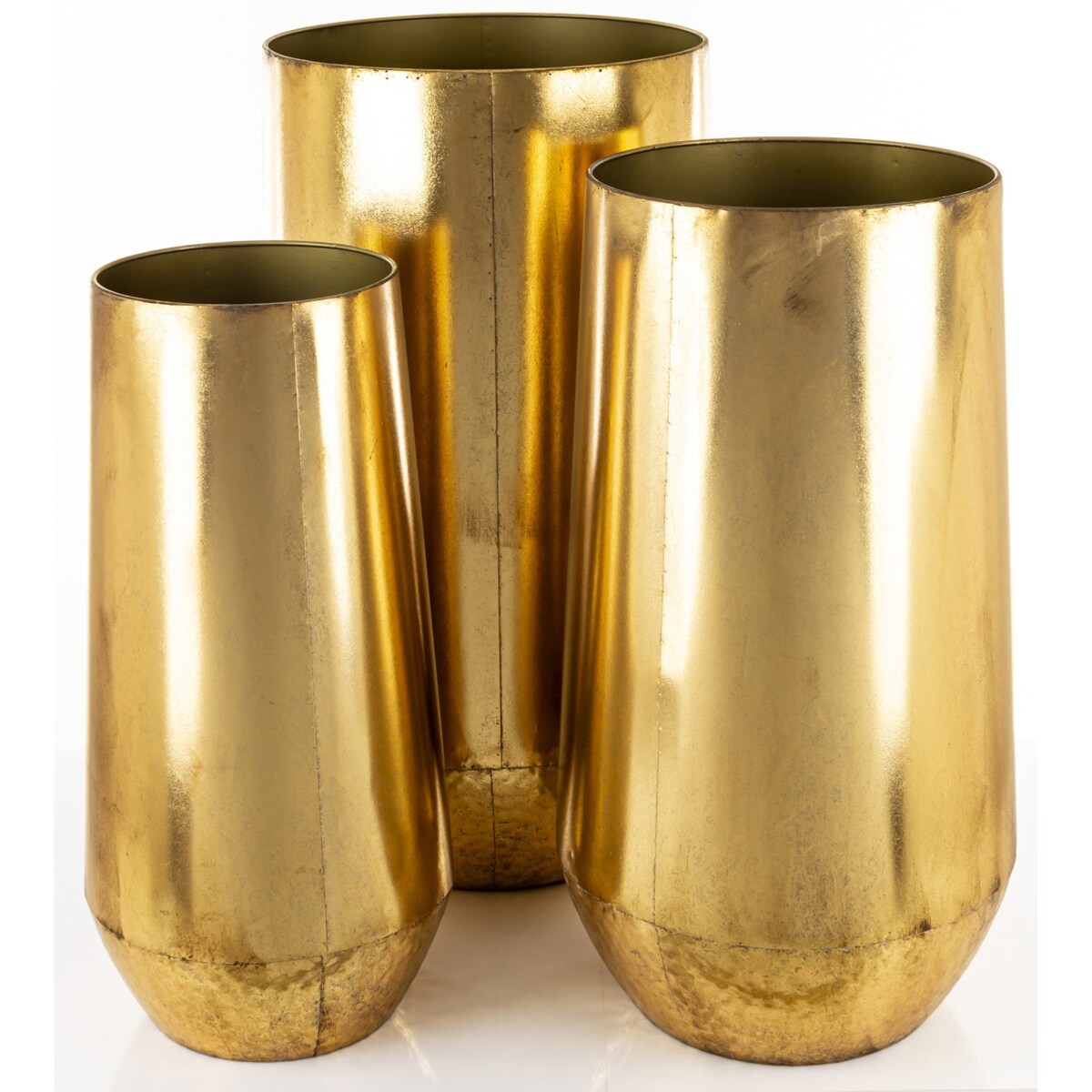 Osłonka 3 szt. metalowe 77x25 i 70x20 i 62x25 cm bardzo wysokie złote