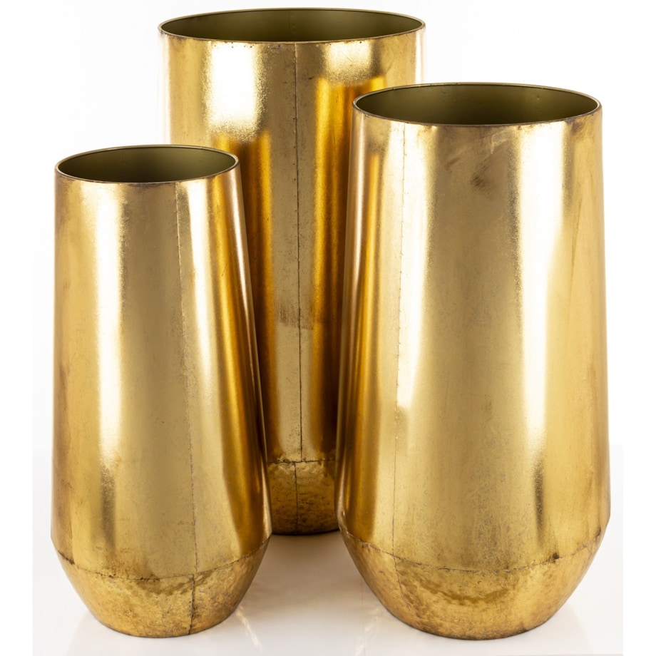 Osłonka 3 szt. metalowe 77x25 i 70x20 i 62x25 cm bardzo wysokie złote