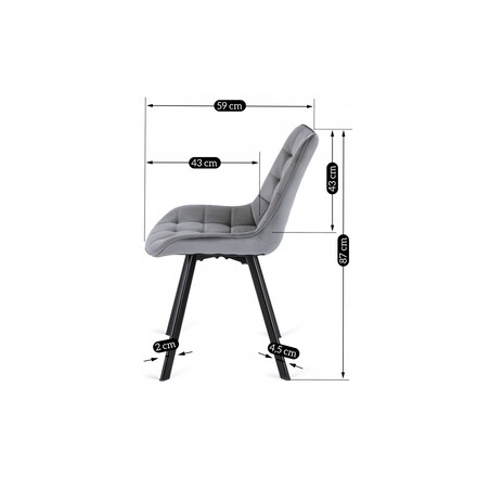 Krzesło Tapicerowane Welurowe Do Jadalni Salonu Loft RICK Szare Pikowane