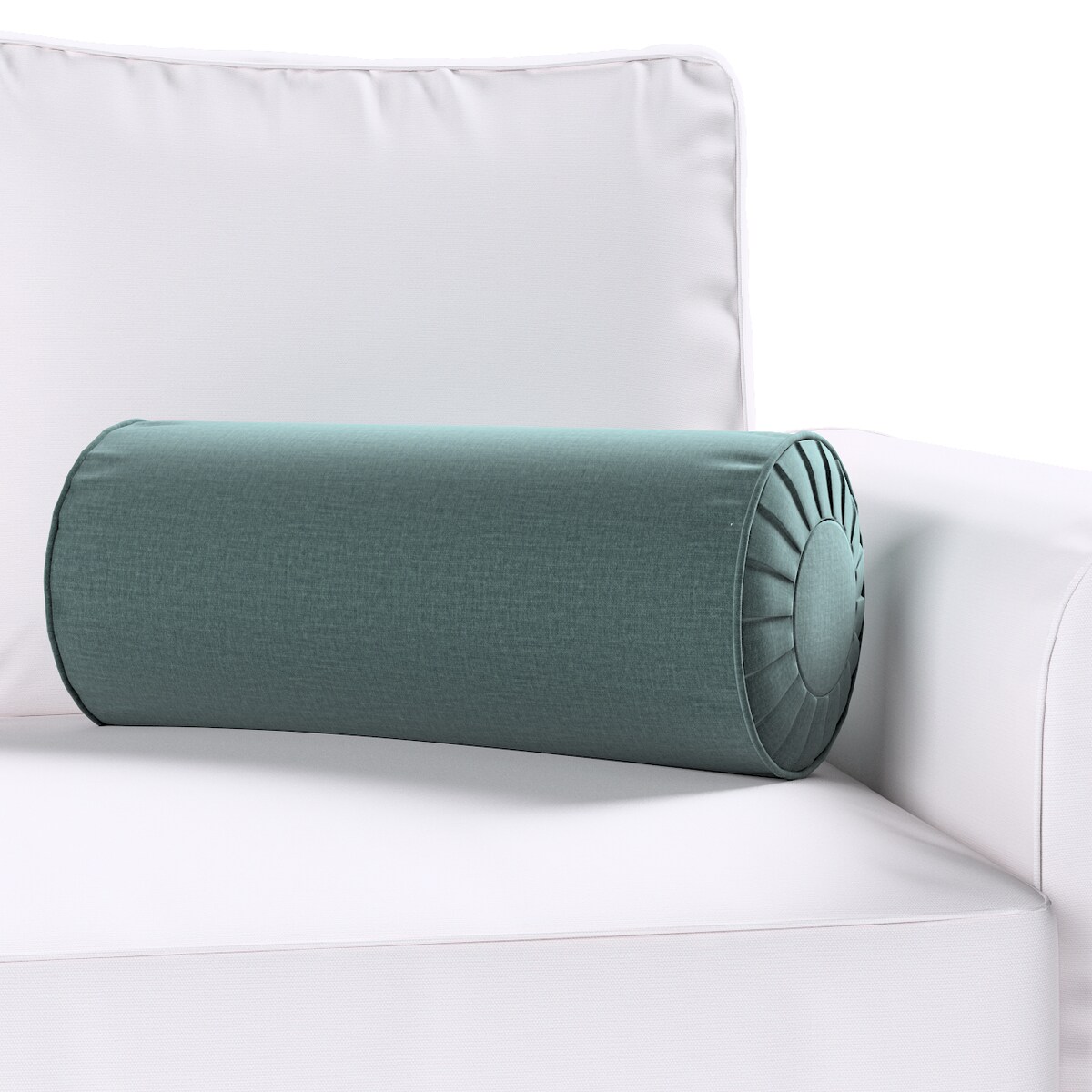 Poduszka wałek z zakładkami, zgaszony szmaragd - welwet, Ø20 x 50 cm, Ingrid