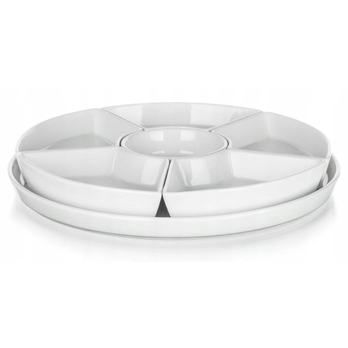 OKRĄGŁY TALERZ SALATERKA PATERA dzielona CERAMIKA biała na przekąski 26 cm