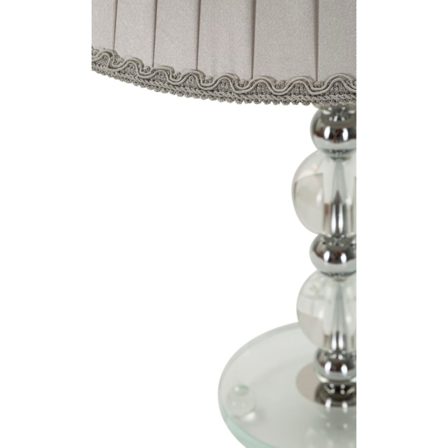 Lampa stołowa Tolly, kolor srebrny, metal, szkło i tkanina, 30 x 30 x 48 cm, 1 x E27, do salonu i sypialni, Mauro Ferretti