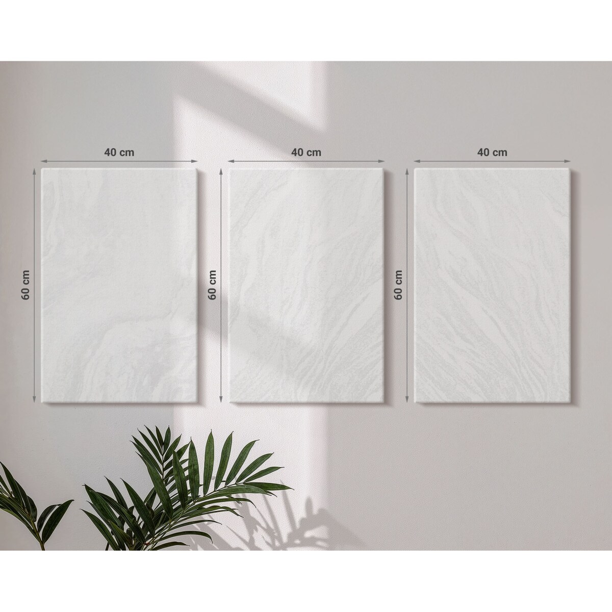Zestaw 3 dużych obrazów na płótnie - Marmur elegancki struktura - biały