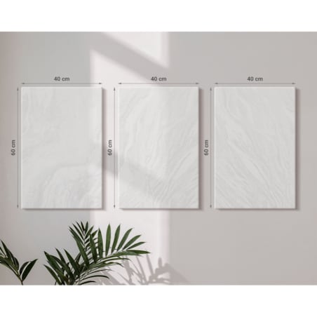 Zestaw 3 dużych obrazów na płótnie - Marmur elegancki struktura - biały