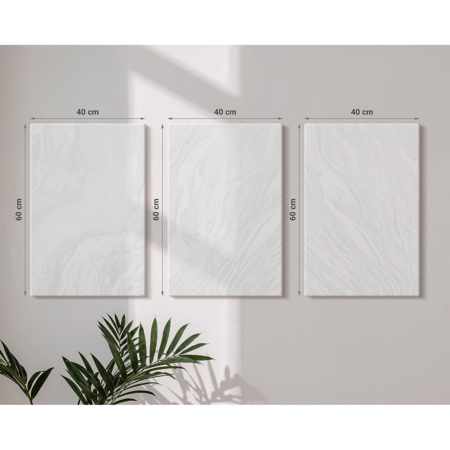 Zestaw 3 dużych obrazów na płótnie - Marmur elegancki struktura - biały