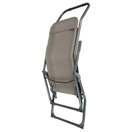 LEŻAK SKŁADANY antracytowy/taupe z podłokietnikami siateczka