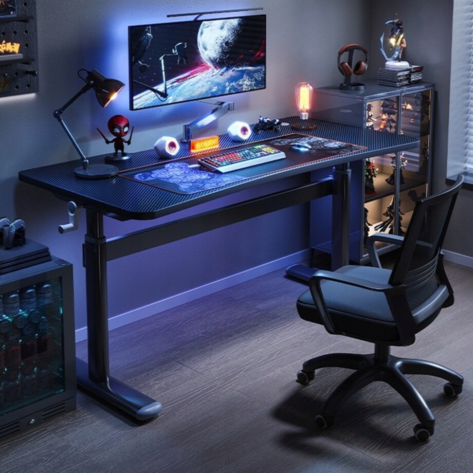 Biurko regulowane dziecięce komputerowe gamingowe stół loft czarne 100 cm