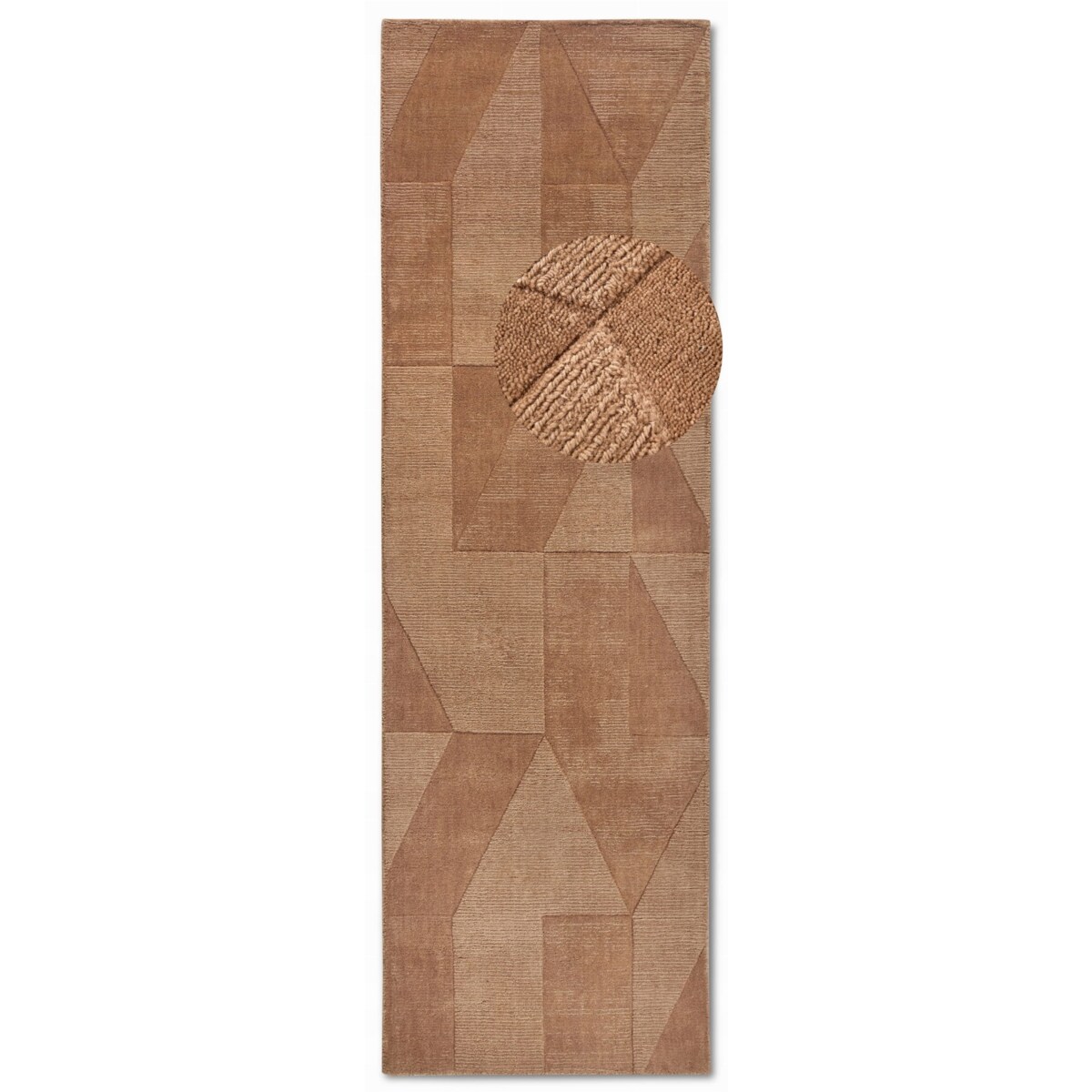 Chodnik wełniany do korytarza 80x250cm, brązowy nowoczesny wzór 3D