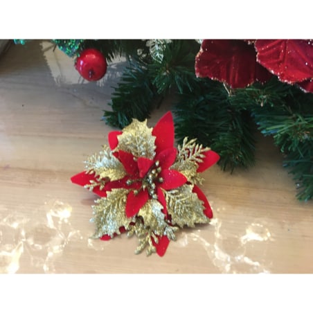 KWIAT GWIAZDA BETLEJEMSKA czerwona na stroik bukiet święta brokatowa 6szt