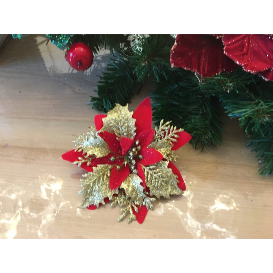 KWIAT GWIAZDA BETLEJEMSKA czerwona na stroik bukiet święta brokatowa 6szt