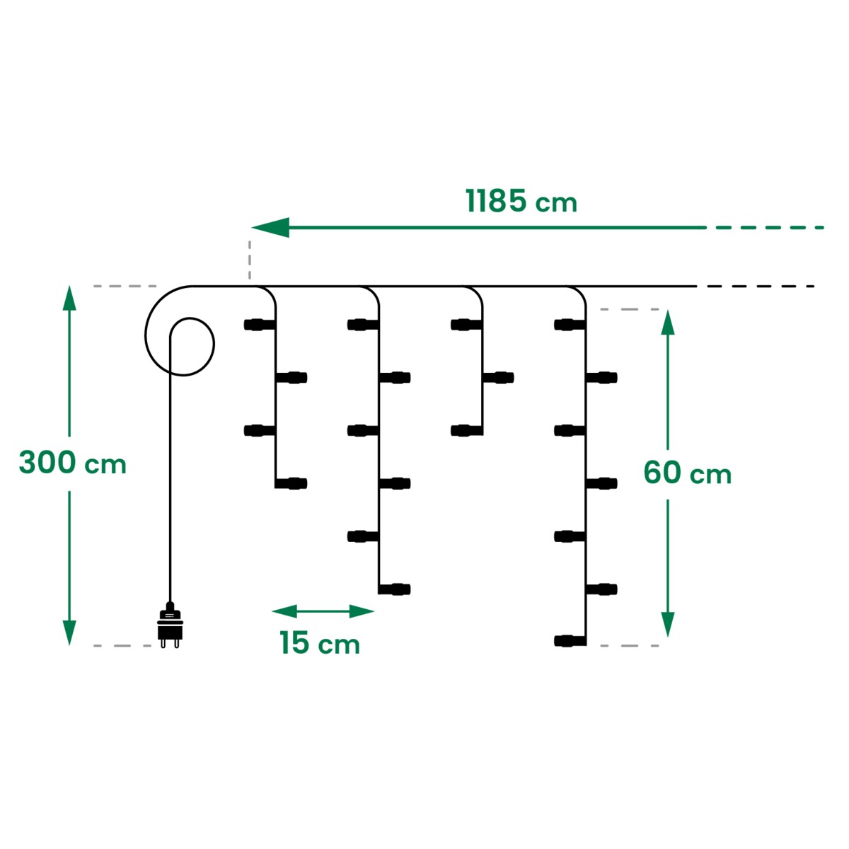 Kurtyna Led Całoroczna Sterowana Aplikacją Dekoracja Świetlna 400 Girlanda