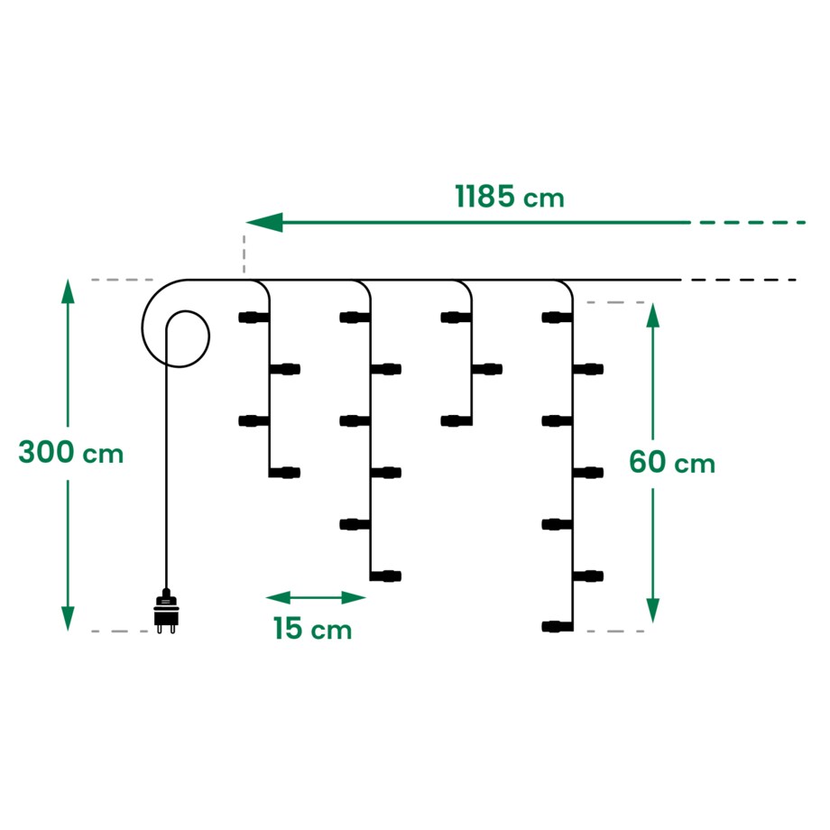 Kurtyna Led Całoroczna Sterowana Aplikacją Dekoracja Świetlna 400 Girlanda