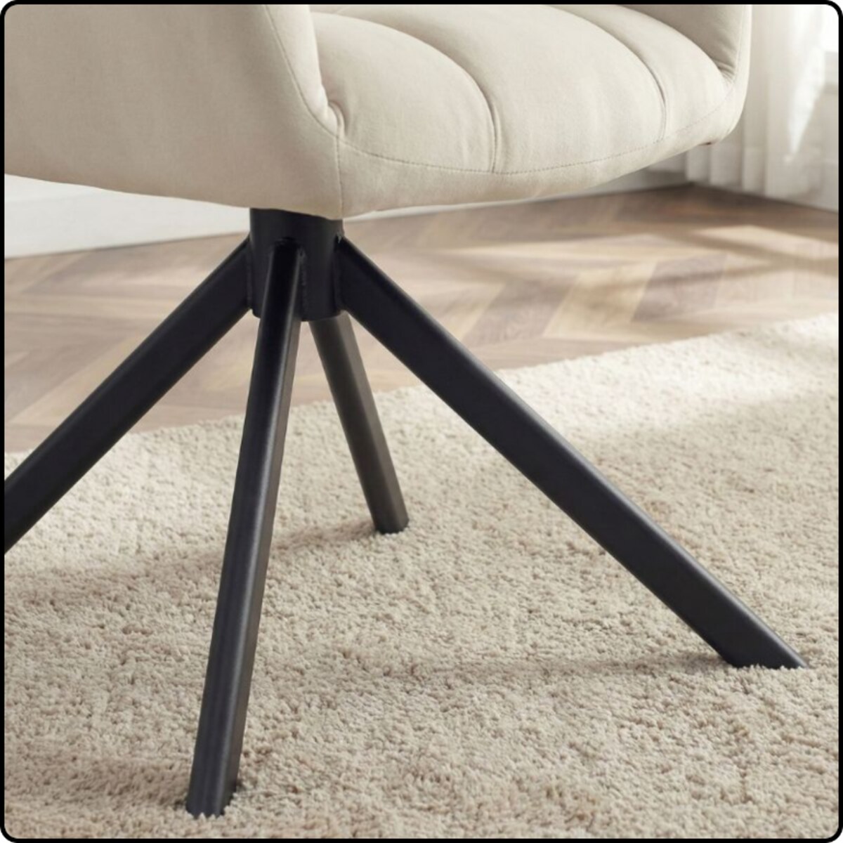 Krzesło tapicerowane obrotowe 180 do salonu jadalni nowoczesne welurowe beżowy